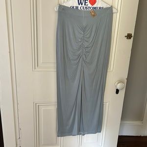 Maxi bluegrey rayon skirt with slit. Like new!Dry cleaner tag attached. Size S.